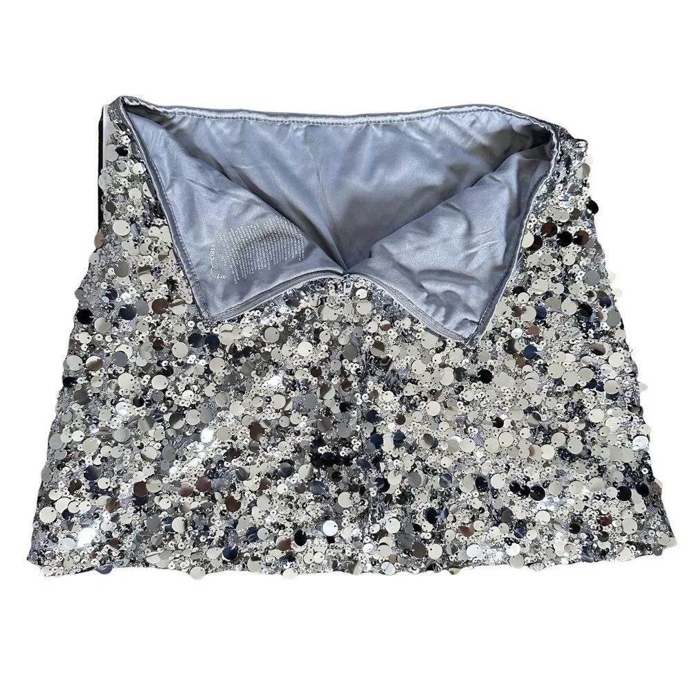 Art Class Silver Sequin Mini Skirt Girls XL 14 Holiday School Party Sparkly - Picture 7 of 8